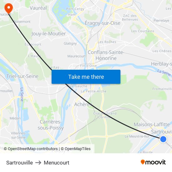 Sartrouville to Menucourt map