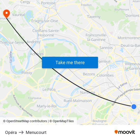 Opéra to Menucourt map