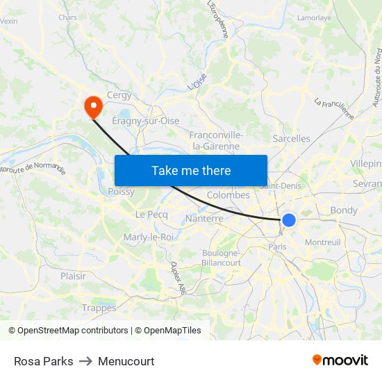 Rosa Parks to Menucourt map