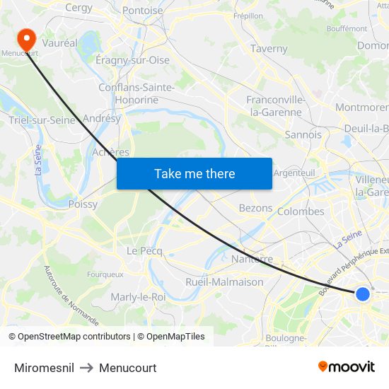Miromesnil to Menucourt map