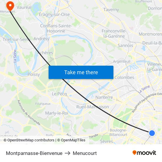 Montparnasse-Bienvenue to Menucourt map