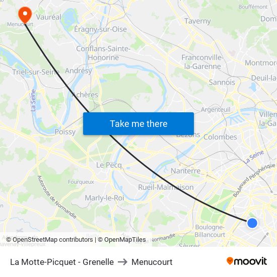 La Motte-Picquet - Grenelle to Menucourt map