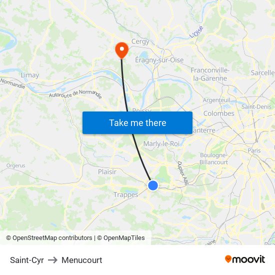 Saint-Cyr to Menucourt map