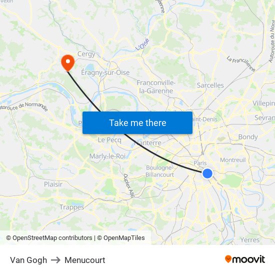 Van Gogh to Menucourt map