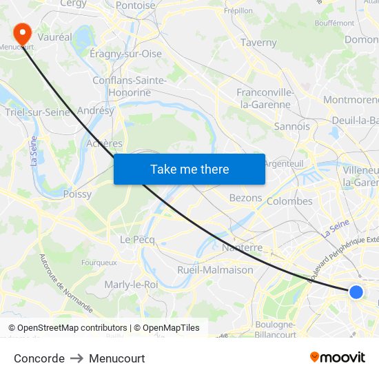 Concorde to Menucourt map