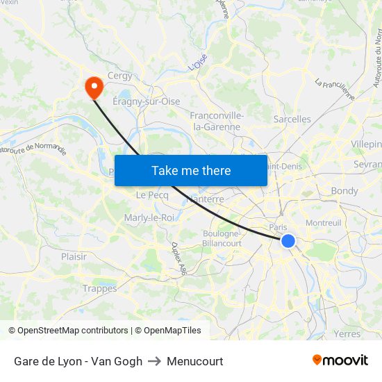 Gare de Lyon - Van Gogh to Menucourt map