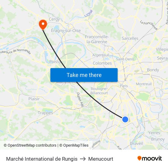 Marché International de Rungis to Menucourt map