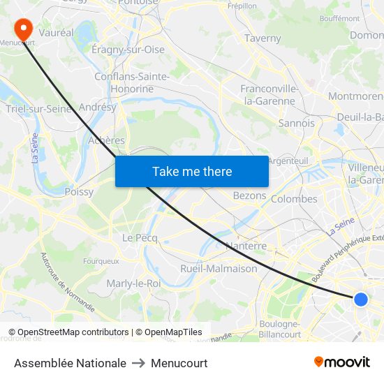 Assemblée Nationale to Menucourt map