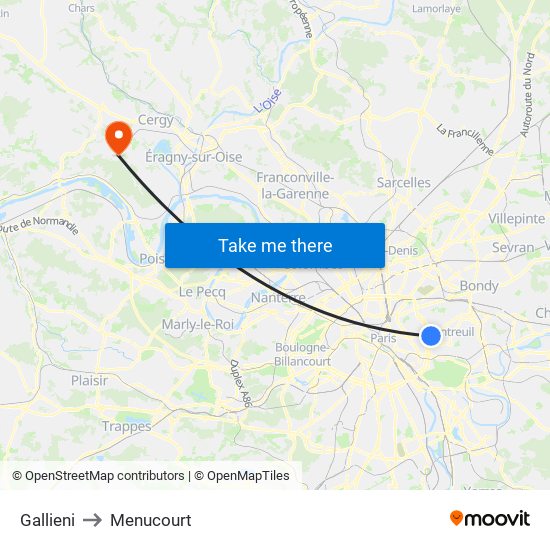 Gallieni to Menucourt map