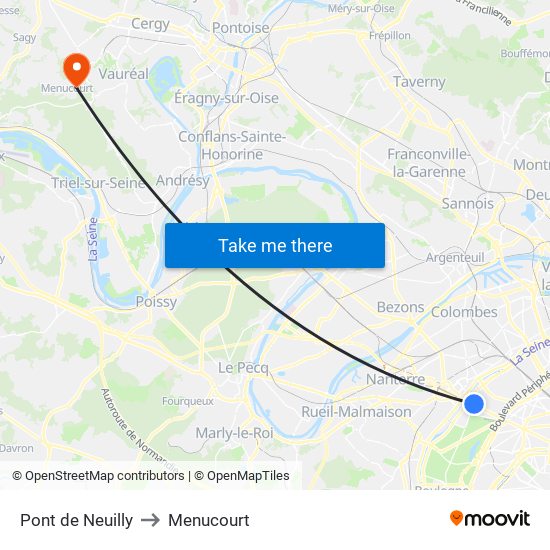 Pont de Neuilly to Menucourt map