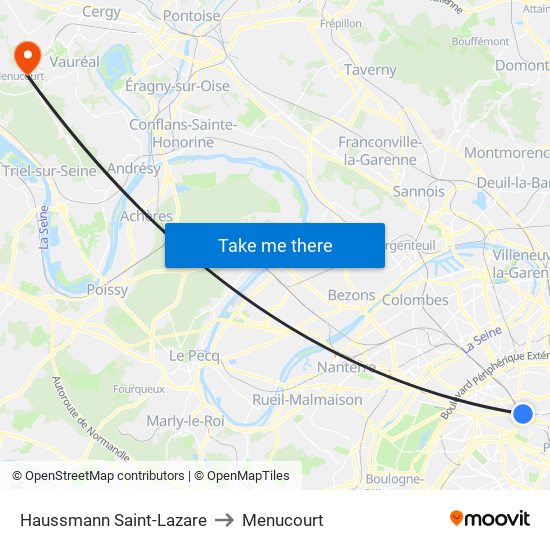 Haussmann Saint-Lazare to Menucourt map