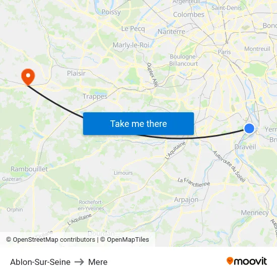 Ablon-Sur-Seine to Mere map