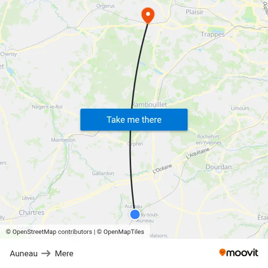 Auneau to Mere map