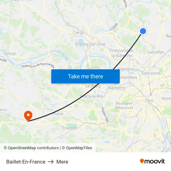 Baillet-En-France to Mere map