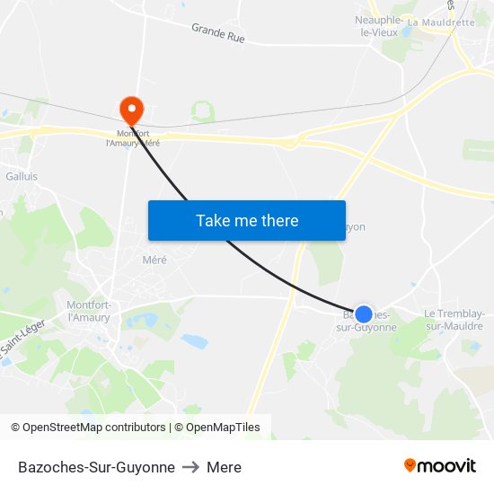 Bazoches-Sur-Guyonne to Mere map