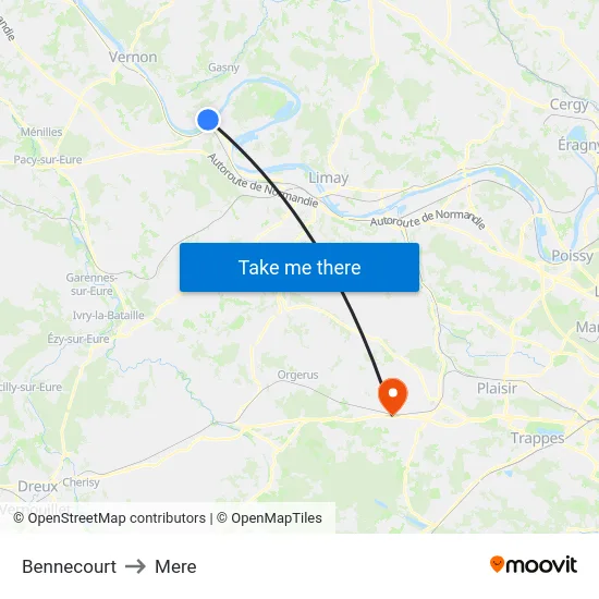 Bennecourt to Mere map