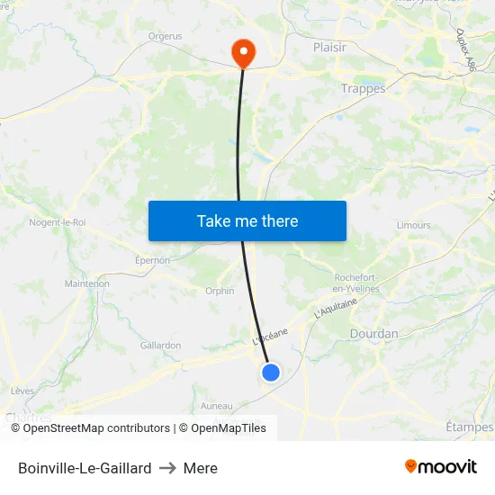 Boinville-Le-Gaillard to Mere map