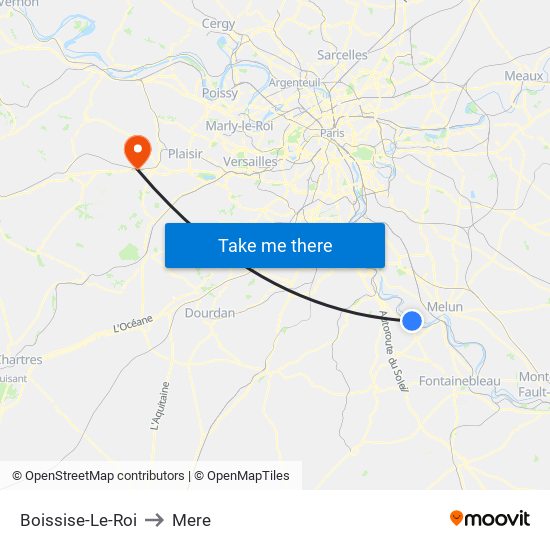 Boissise-Le-Roi to Mere map