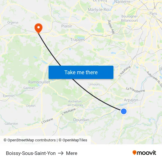 Boissy-Sous-Saint-Yon to Mere map