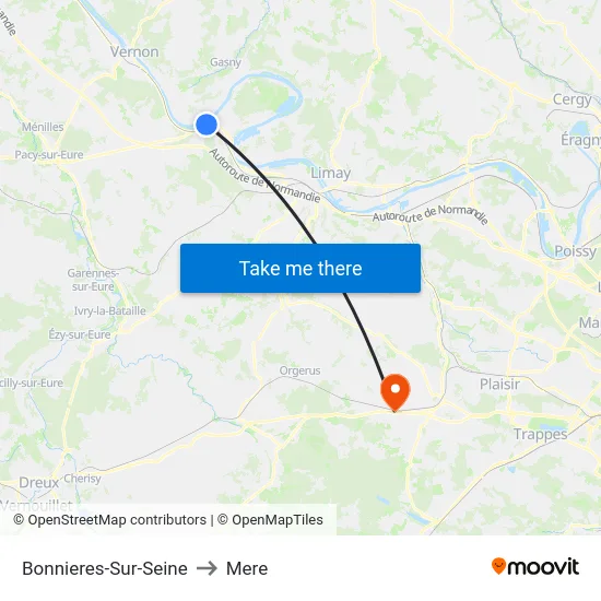 Bonnieres-Sur-Seine to Mere map
