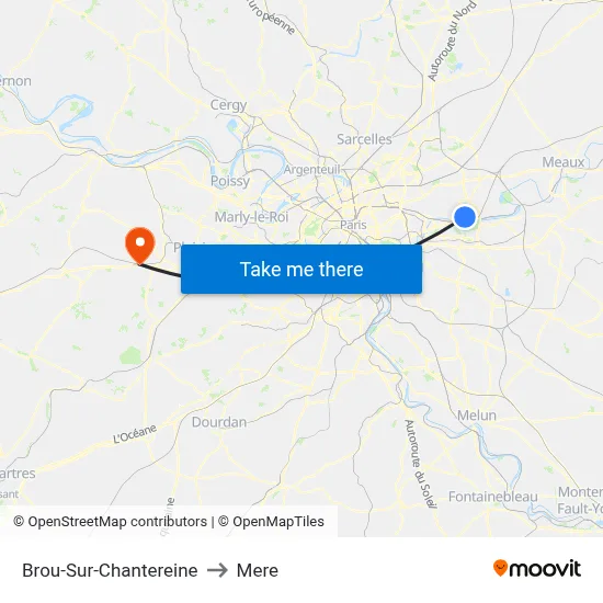 Brou-Sur-Chantereine to Mere map