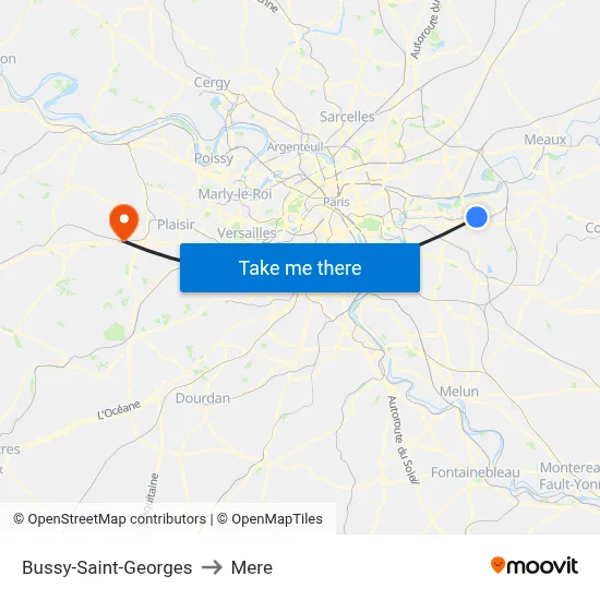 Bussy-Saint-Georges to Mere map