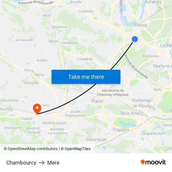 Chambourcy to Mere map