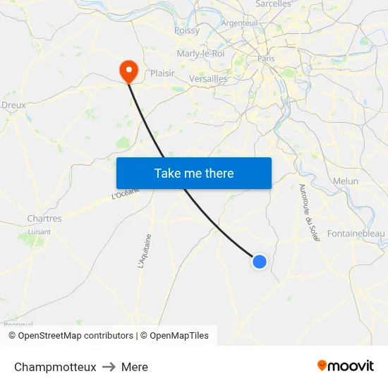 Champmotteux to Mere map