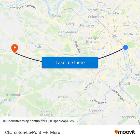 Charenton-Le-Pont to Mere map