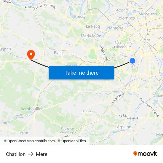 Chatillon to Mere map