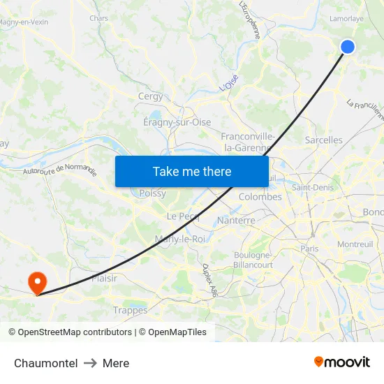 Chaumontel to Mere map