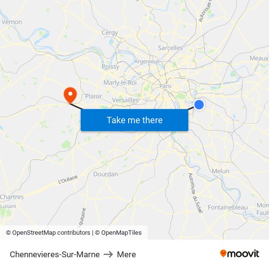 Chennevieres-Sur-Marne to Mere map