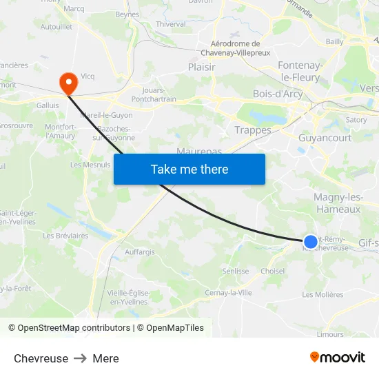 Chevreuse to Mere map
