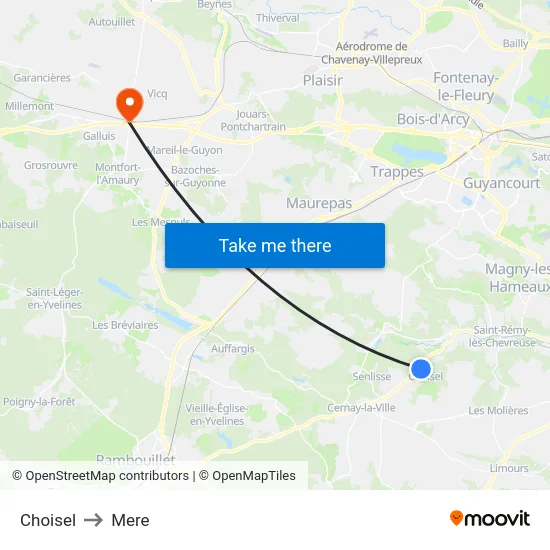 Choisel to Mere map