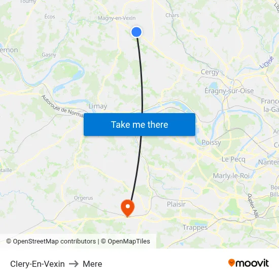 Clery-En-Vexin to Mere map