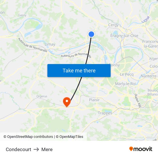 Condecourt to Mere map