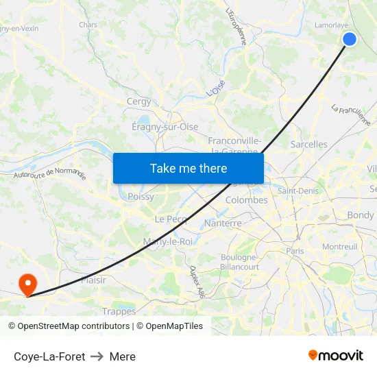 Coye-La-Foret to Mere map