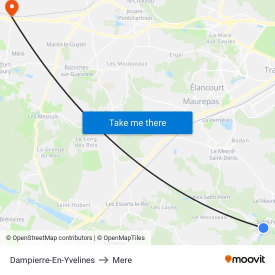 Dampierre-En-Yvelines to Mere map