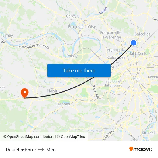 Deuil-La-Barre to Mere map