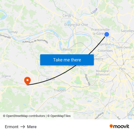 Ermont to Mere map