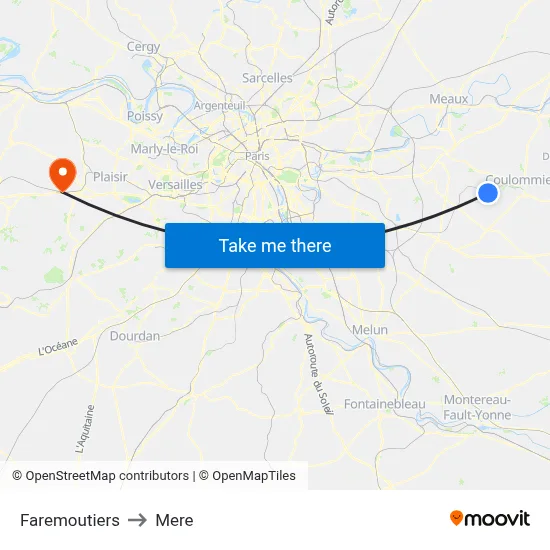 Faremoutiers to Mere map