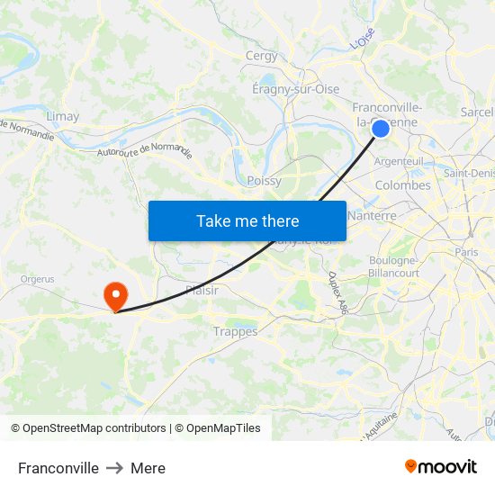 Franconville to Mere map