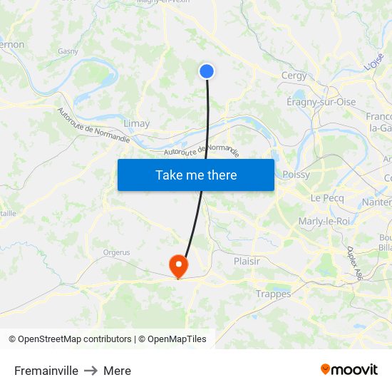 Fremainville to Mere map