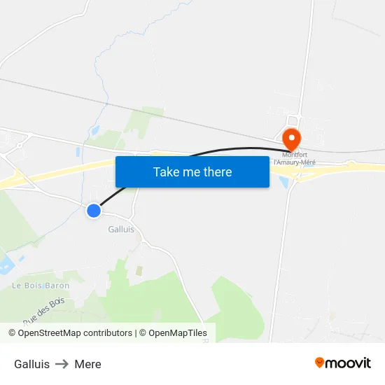 Galluis to Mere map