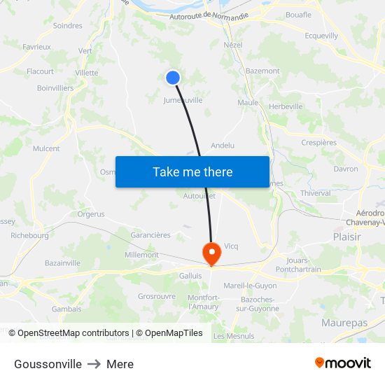 Goussonville to Mere map