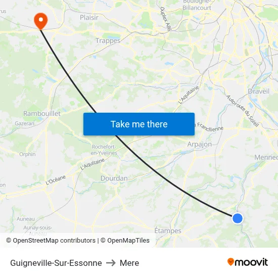 Guigneville-Sur-Essonne to Mere map