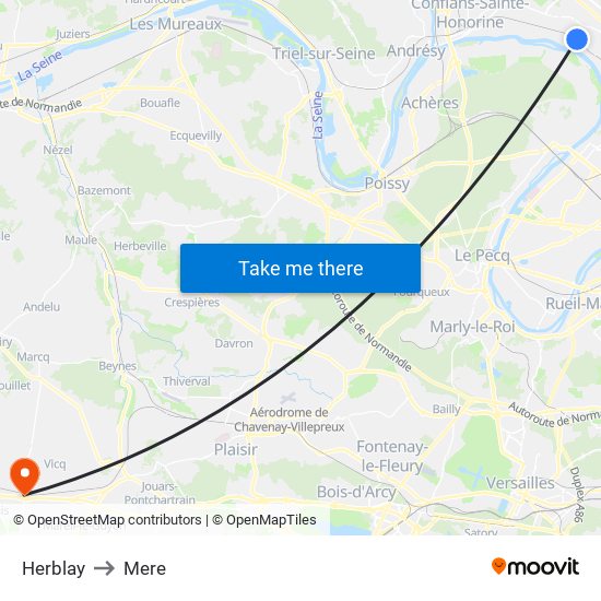 Herblay to Mere map