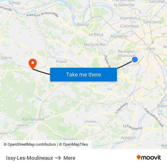 Issy-Les-Moulineaux to Mere map