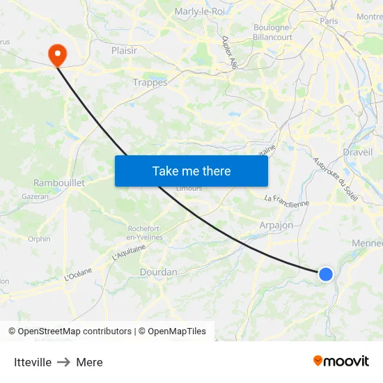 Itteville to Mere map