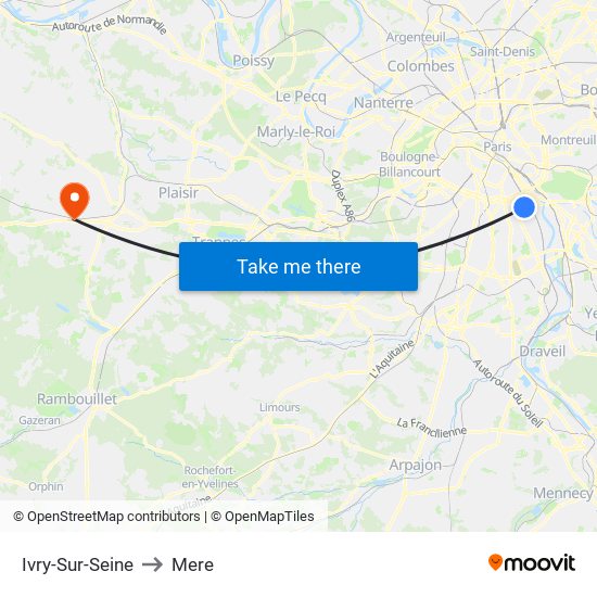 Ivry-Sur-Seine to Mere map